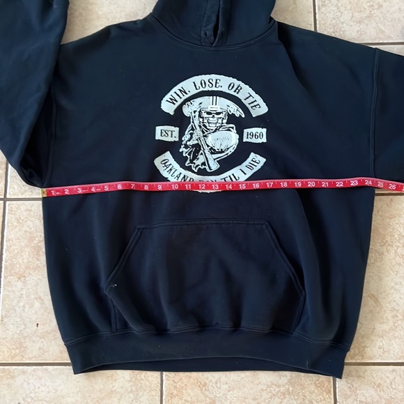 Vintage Win Lose Tie Oakland Fan Til I Die, Oakland Raiders Black Hoodie Sz XL - Picture 6 of 10